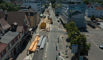 Baustelle Konstanzerstrasse. Bild Simon Trachsler Baustelle Konstanzerstrasse. Bild Simon Trachsler