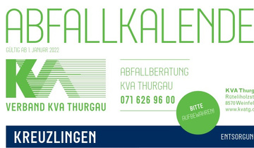 Abfallkalender 2022 - Copyright: Verband KVA Thurgau Abfallkalender 2022