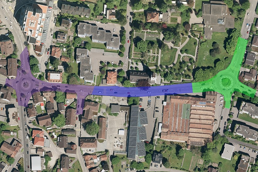Das Strassenprojekt mit seinen drei Bau-Phasen. Strassenprojekt Bärenstrasse