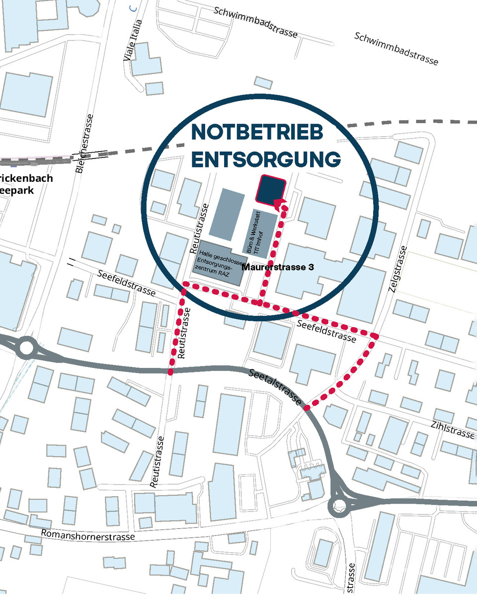 Entsorgung im RAZ dank Notbetrieb wieder möglich. Notbetrieb Entsorgung RAZ
