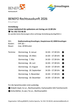 Rechtsauskunft BENEFO