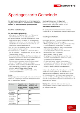 Informationsblatt SBB-Spartageskarte Gemeinde - SBB Informationsblatt SBB-Spartageskarte Gemeinde