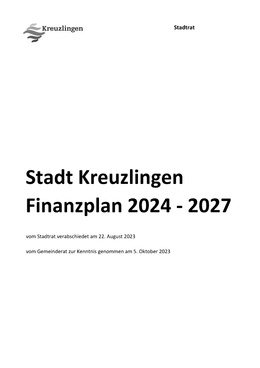 Finanzplan 2024 - 2027