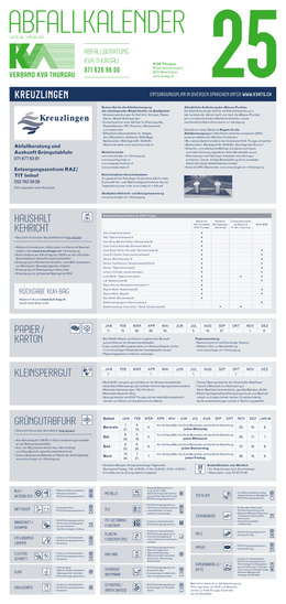 Abfallkalender 2025 - KVA Thurgau Abfallkalender 2025