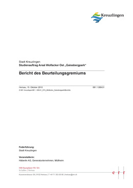 Studienauftrag Wolfacker "Gaissbergpark", Bericht Beurteilungsgremium Studienauftrag Areal Wolfacker Ost "Gaissbergpark"