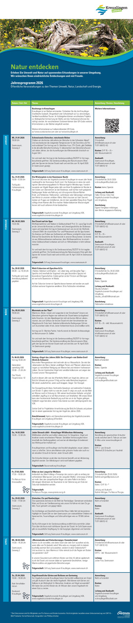 Jahrsprogramm Naturf&uuml;hrungen 2026