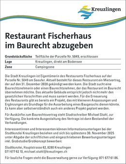 Restaurant Fischerhaus im Baurecht abzugeben