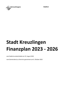 Finanzplan 2023 - 2026
