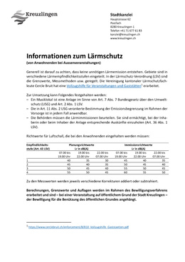 Informationen zum Lärmschutz Informationen zum Lärmschutz "Outdoor"