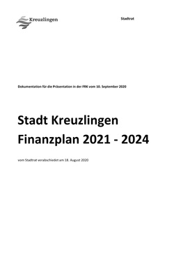 Finanzplan 2021 - 2024